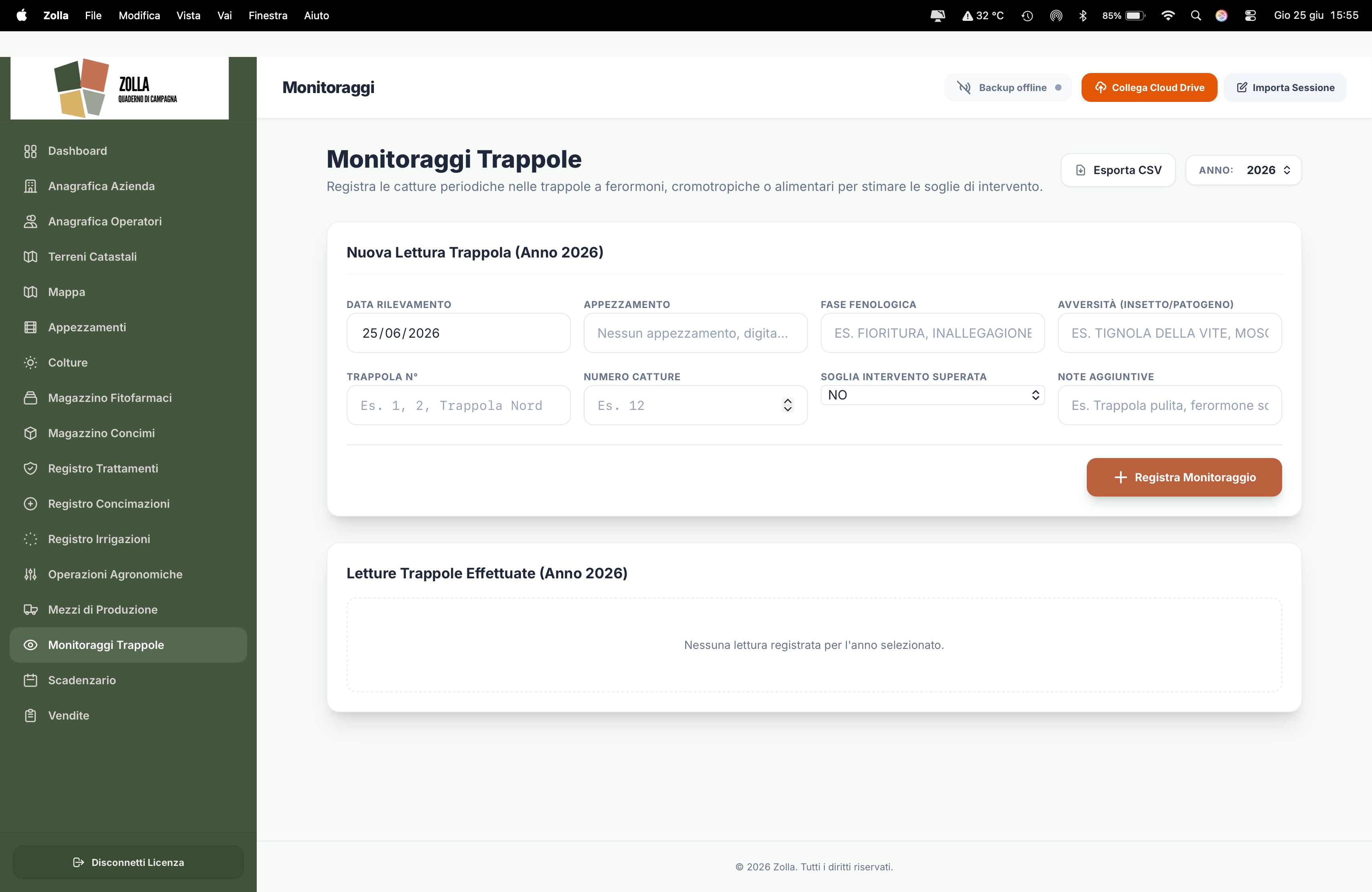 Monitoraggi Trappole