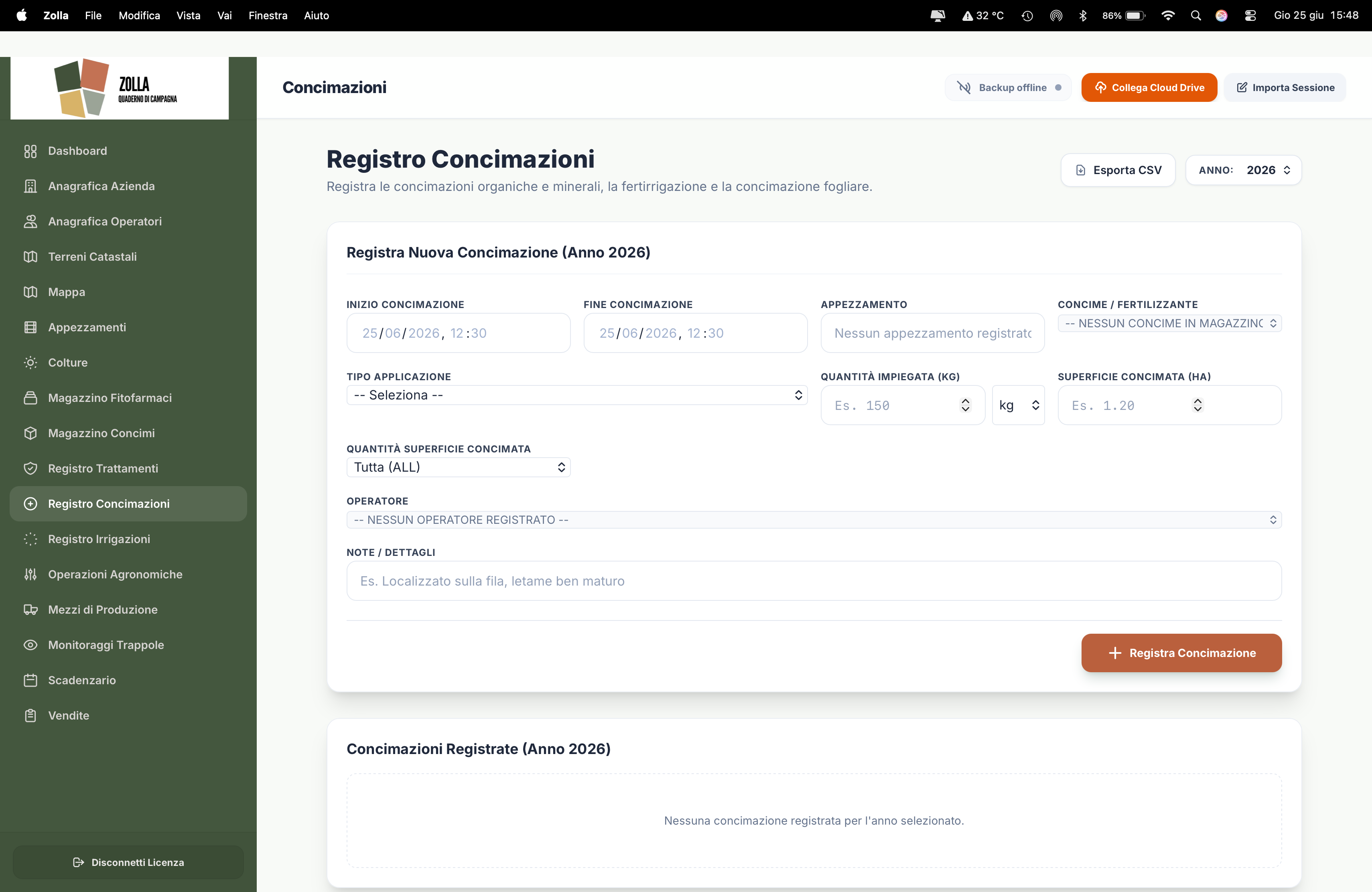 Registro Concimazioni